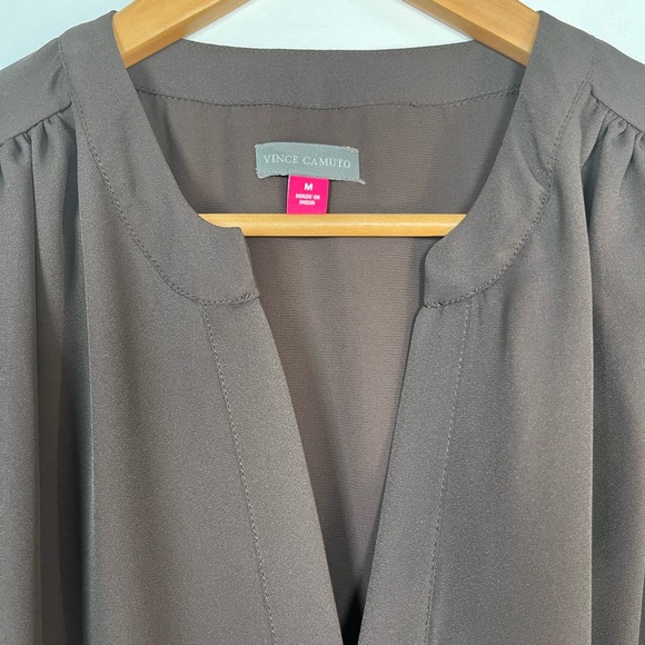 Vicente Camuto Sizes, S, M Chocolate Torte Ruched Flounce Dress - Picture 9 of 13